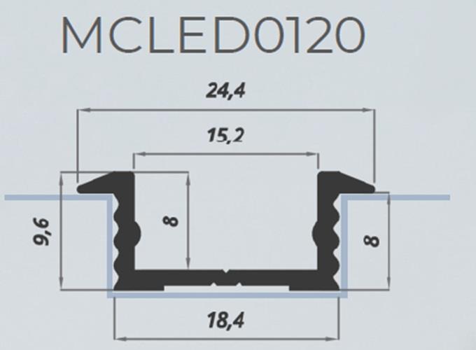Profilo per Led 24,4x9,6 Nero