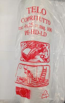 Telo copritutto PE m 4x25 Spessore 18 my